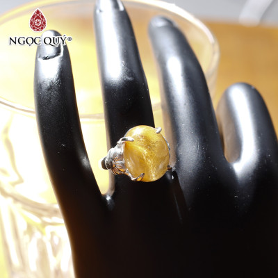 Nhẫn bạc nữ đá thạch anh tóc vàng mệnh thủy, kim - Ngọc Quý gemstones