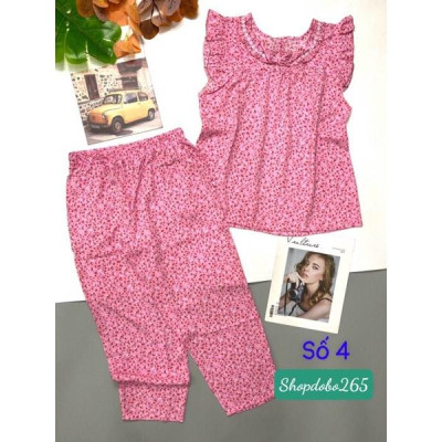 Đồ bộ nữ,đồ ngủ mặc nhà lửng 9 tấc vải lụa mango BL 54 họa tiết hoa nhí siêu cute size đại 61-70kg.