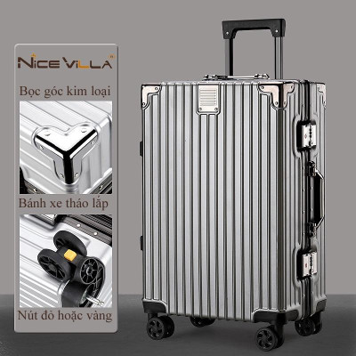 [Size 20inch] Vali Khung Nhôm Vân Nhám Chống Trầy Xước NiceVilla