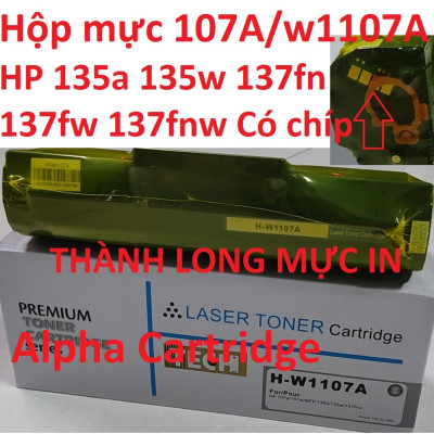 Hộp mực dành cho HP MFP 135A 135w 137fn 137fw 137fnw - 107w - w1107a 107A Có chip lắp vào là in, mới 100% Hàng chính hãng Alpha Cartridge