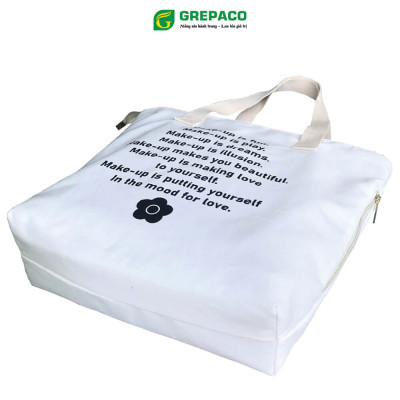 Túi Tote Nữ Grepaco Xách Vải Bố Canvas Cao Cấp In Chữ Đẹp Đeo Chéo Vai Có Khóa Kéo Nhiều Ngăn Dùng Đi Học, Làm Công Sở, Du Lịch Phong Cách Thời Trang Hàn Quốc - Tặng Túi Đựng Mỹ Phẩm