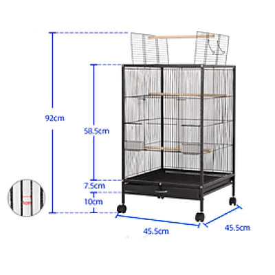 1 lồng T1 cao cấp nhập khẩu 45.5*45.5*79 dùng nuôi yến phụng, lovebird, cockateil, green check, sun, monk, ring, lory, caique (thép sơn tĩnh điện)