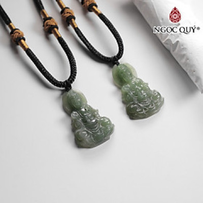 Mặt dây chuyền phật bà đá ngọc bích 35x22mm mệnh mộc, mệnh hỏa - Ngọc Quý Gemstones