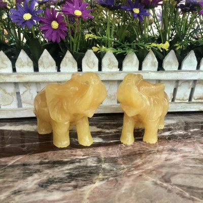 Cặp voi phong thủy đá ngọc hoàng long - Dài 10 cm