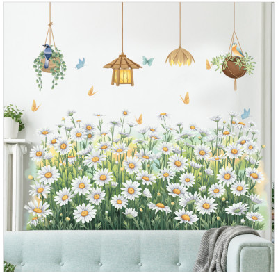 Sticker Giấy Dán Tường Decal Dán tường Tranh Dán Tường Trang Trí Tường Mẫu Vườn Hoa Cúc Trắng ZDB-2593