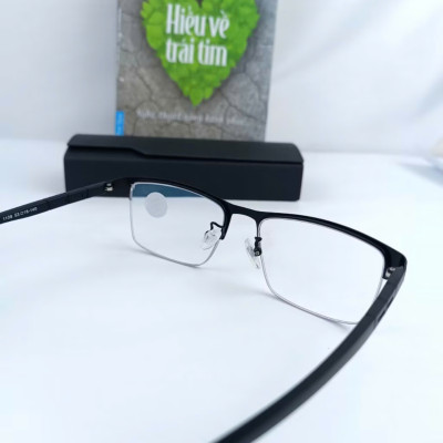 Kính lão nam nữ cao cấp chống ánh sáng xanh from kính vuông tặng hộp da và khăn lau A03
