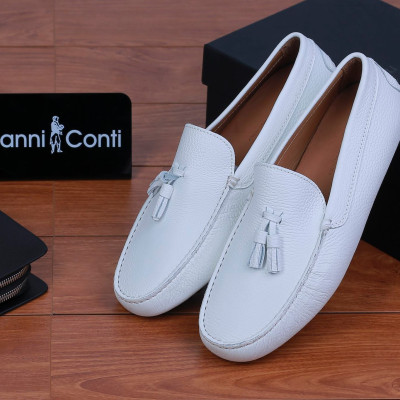 Giày Lười Moka Da Thật Made in Italy - Phong Cách Ý Thanh Lịch - Màu trắng - 1723BIA - Hàng chính hãng