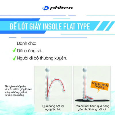 Lót giày êm chân Phiten insole flat TI146003/TI146004 giảm đau, mỏi, giảm sốc dùng thường ngày