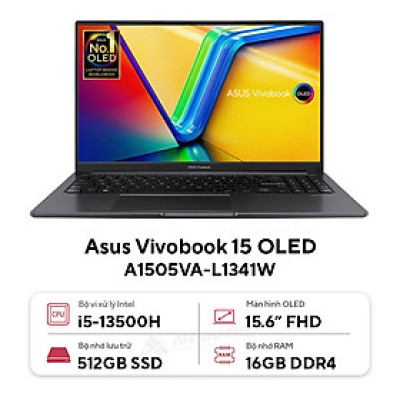 Laptop ASUS Vivobook 15 OLED A1505VA-L1341W (Core i5-13500H | 16GB | 512GB | Intel Iris Xᵉ | 15.6inch FHD OLED | Win 11 | Đen) - HÀNG CHÍNH HÃNG