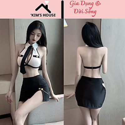 Tặng Kèm Cravat - Cosplay Nữ Cảnh Sát, Hóa Trang Học Sinh, Nàng Thư Ký Cutout Gợi Cảm Sexy Quyến Rũ Và Gợi Cảm C083