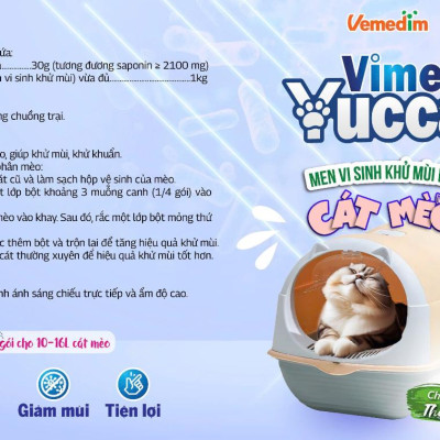 Vime Yucca khử mùi hôi cát mèo (Vemedim, gói 100g)