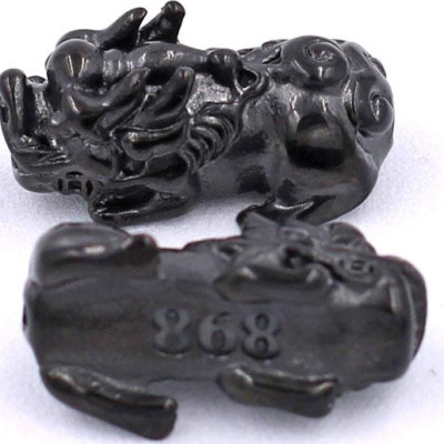 Vòng tay Lu Thống Thạch Anh Đen size 8 ly, 10 ly, 12 ly - Vòng tay Tỳ Hưu Đôi inox đen VTAEOVTHHEV8 - hợp mệnh Mộc, mệnh Thủy