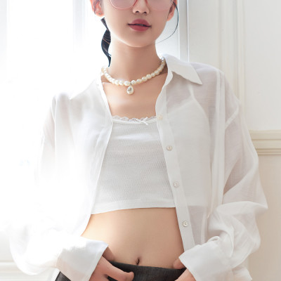 DOTTIE - Áo sơ mi tay dài rã đô nữ - Trắng - T0513