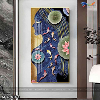 Tranh treo tường - Tranh tráng gương Cửu ngư quần hội