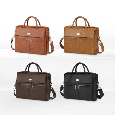 Túi xách công sở nam nữ đựng laptop 15 inch IDIGO MB2 - 6010, túi đựng tài liệu A4 ngăn kéo trước thanh lịch