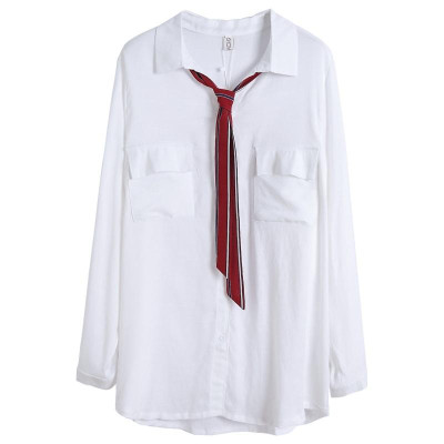 Áo sơ mi nữ trắng dài tay, áo form rộng, chất liệu Đũi tơ mềm mịn, sơ mi nữ đẹp phong cách Hàn Quốc NeSa Shop AKH.47