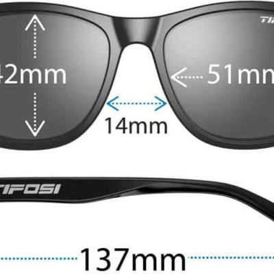 Kính mát thể thao Unisex Tifosi Swank - Gọng Satin Black, Tròng Smoke Bright Blue