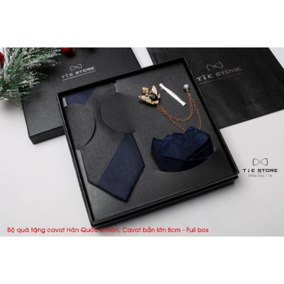 Bộ Cavat 8cm Cao Cấp Hàn Quốc 4 món Phụ Kiện - Full box kèm túi xách, nhiều mẫu