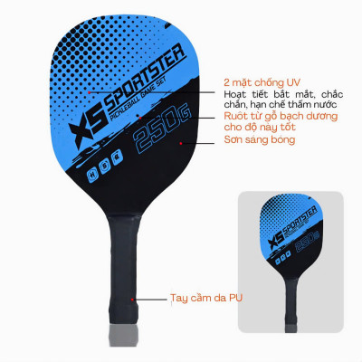 Bộ 2 vợt PICKLEBALL kèm 4 bóng tập luyện kèm túi đựng thể thao dành cho nam và nữ - Hàng chính hãng 