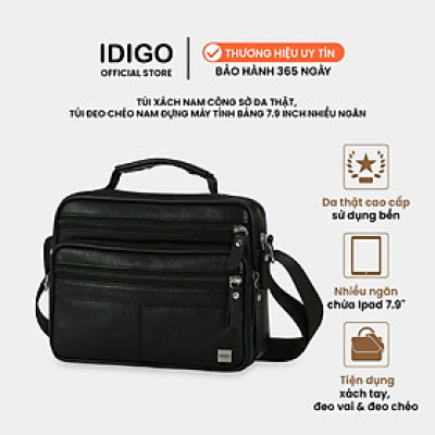 Túi xách công sở nam da thật cao cấp IDIGO MB1 - 6020, túi đeo chéo đi chơi năng động