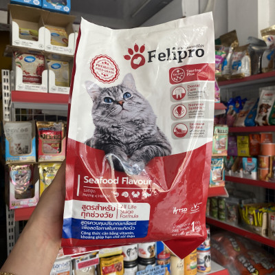 THỨC ĂN HẠT FELIPRO VỊ HẢI SẢN TÚI 500G DÀNH CHO MÈO XUẤT XỨ THÁI LAN
