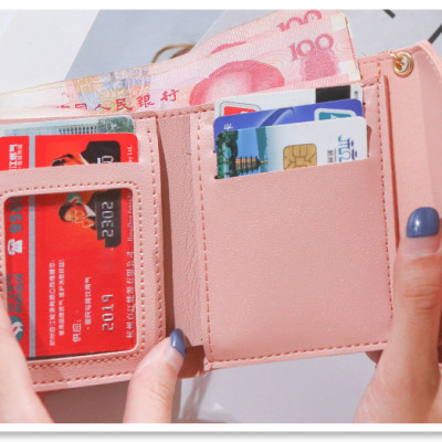 Ví Nữ Mini Ngắn Cầm Tay Phong Cách Hàn Quốc phụ kiện dây đeo trái tim (có hàng sẵn) (Hàng Chính Hãng)