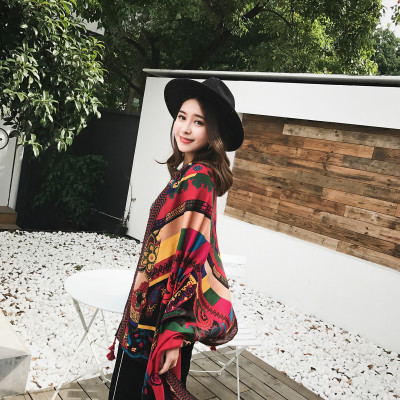 Khăn choàng cotton chống nắng - đi biển họa tiết dễ thương