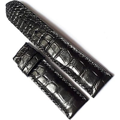 Dây Đồng Hồ Da Cá Sấu 2 Mặt (Màu Đen)