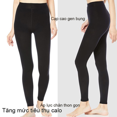 Quần tất không bàn chân kiểu legging chống gió giữ nhiệt tăng mức tiêu hao calo định hình chân thon của SABRINA Nhật Bản