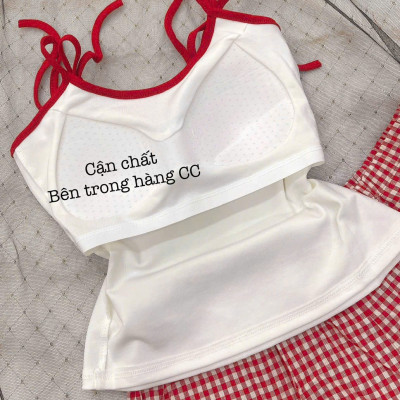 Bộ Đồ Ngủ Hello Kitty Cotton Hai Dây Quần Ngắn Đính Nơ Lưng Chun