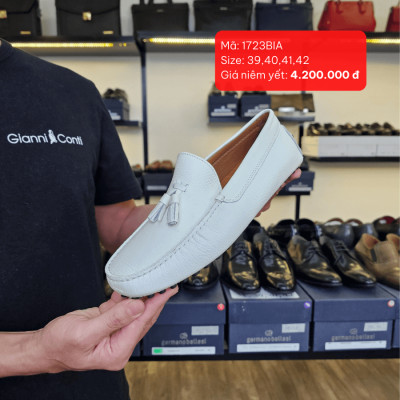 Giày Lười Moka Da Thật Made in Italy - Phong Cách Ý Thanh Lịch - Màu trắng - 1723BIA - Hàng chính hãng