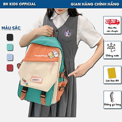 Balo nữ BH Kids, nắp gập Rabbit khoá chéo, phong cách Hàn Quốc dễ thương, chất liệu chống thấm nước - CH119