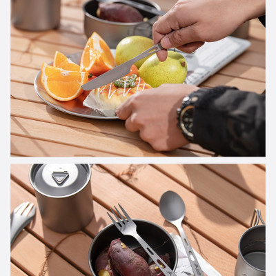 Bộ Dao Dĩa Titanium Không Gỉ Dành Cho Dã Ngoại- SK050