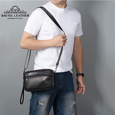 Ví cầm tay Túi đeo chéo nam mini da bò thật BAOHA LEATHER BHM8345