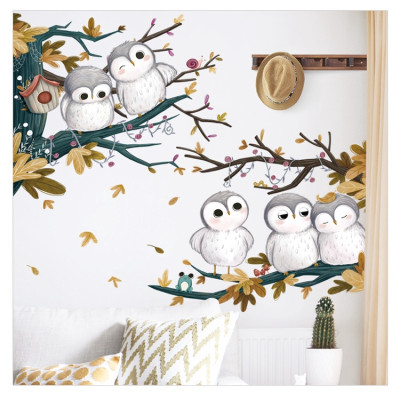 Sticker Giấy Dán Tường Decal Dán tường Tranh Dán Tường Trang Trí Tường Mẫu Gia Đình Nhà Cú ZH98