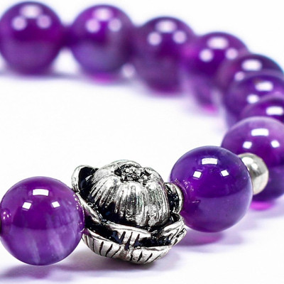 Vòng tay cho bé đá thạch anh tím charm hoa sen mệnh hỏa. thổ - Ngọc Quý Gemstones