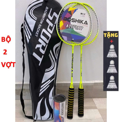 Bộ 2 Vợt Cầu Lông Tay Cầm Đệm Mút Tặng Kèm 03 Quả Cầu Hàng Chính Hãng - Đàn Hồi Tốt, Siêu Cứng, Siêu Bền - HÀNG CHÍNH HÃNG MINIIN