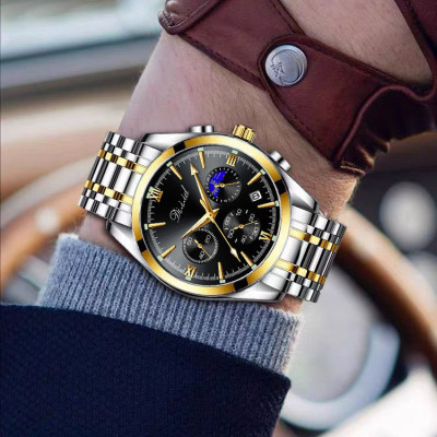 Đồng hồ nam chống nước DIZIZID chính hãng - Dây thép đúc đặc - Chạy full 6 kim và lịch ngày - Tặng kèm pin dự phòng DZT88