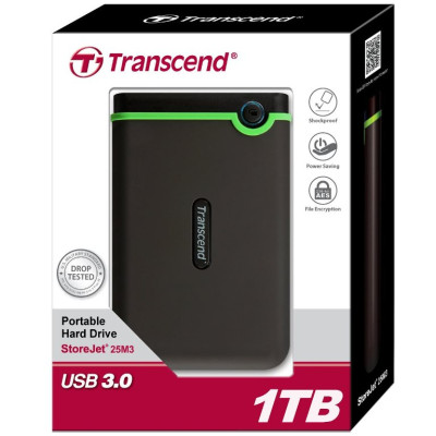 Ổ Cứng Di Động Transcend StoreJet M3S 1TB USB 3.0/3.1 - TS1TSJ25M3S - Hàng Chính Hãng