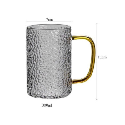 Bộ bình thủy tinh quai tròn kèm 2 cốc sần 300ml (không có giá và khay)