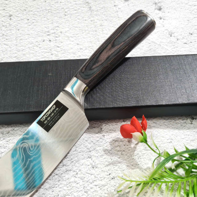 DAO - DAO BẾP NHẬT BẢN SANTOKU THÉP DAMASCUS MÃ A4 DT116 nt topcomshop vn