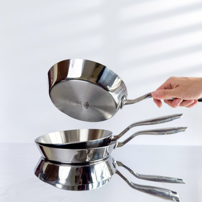 Chảo chiên rán inox 316 nguyên khối Hàn Quốc CIC68 size 20cm/24cm/26cm chống dịnh tự thân, đáy từ