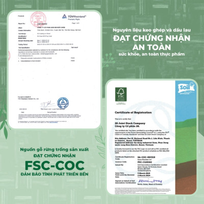 Thớt gỗ Teak Vibasic A80 phiên bản YÊU NƯỚC, thớt chặt ghép dựng block kích thước 320x38mm, khắc logo 80 năm 2/9