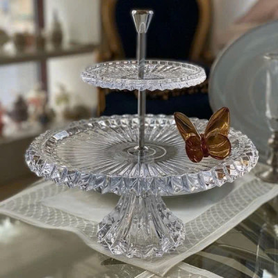 Đĩa pha lê 2 tầng Rogaska Crown Jewel 34cm màu trắng Hàng chính hãng