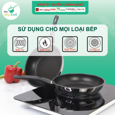 Bộ nồi chảo xửng hấp 3 Đáy Inox 430 cao cấp Fivestar Standard bếp từ nắp kính , tặng 1 vá canh