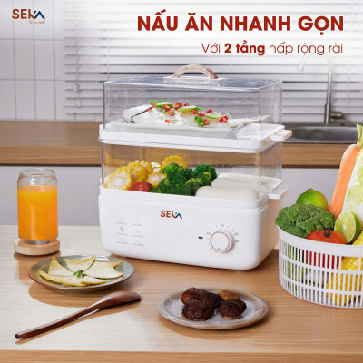 Nồi Hấp Điện 2 Tầng Đa Năng SEKA, Hấp Gà Nguyên Con Thể Tích 21 Lít, Tỏa Nhiệt Đều Giữ Nguyên Vị Dinh Dưỡng