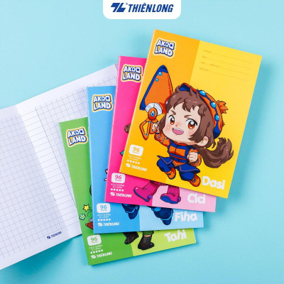 Tập học sinh 96 trang 4 ô ly vuông 2mm 80-100gsm Thiên Long - Akooland thế giới học cụ thần kỳ - Mẫu ngẫu nhiên