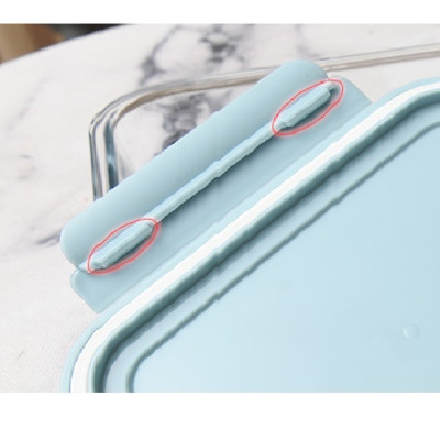 Hộp cơm trưa 3 ngăn bằng thủy tinh chịu nhiệt - tặng kèm thìa và đũa inox (giao màu ngẫu nghiên) 