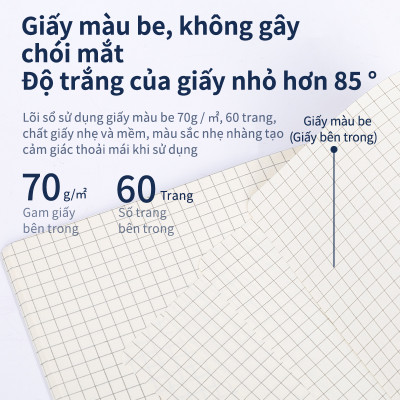 Sổ Tay Ghi Chép Bìa Nhựa Khổ A5 Deli 60 Trang  - Giấy Kẻ Ngang/Kẻ Ô Vuông Caro - 1 Quyển - LPA560