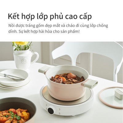 Nồi nhôm Lock&Lock chống dính Suit IH 22cm CSU1222PIK - Hàng chính hãng, dùng được bếp từ, tay cầm êm, dẫn nhiệt nhanh - JoyMall